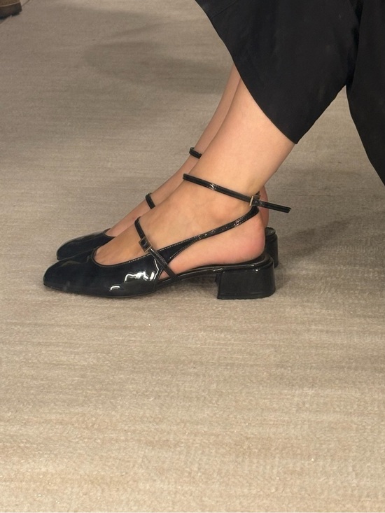 Zara Shoes - zara Patent Leather Ankle-Strap Block Heel Pumps - Black